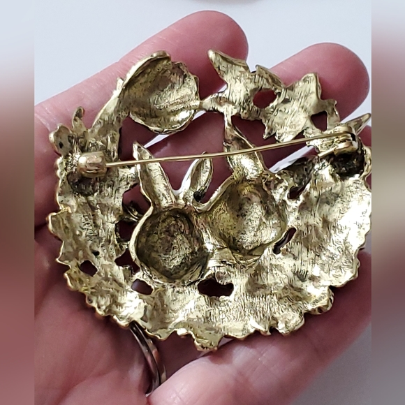 Easter bunny brooch enamel butterflies flowers wreath rhinestones New STUNNING - Picture 6 of 10